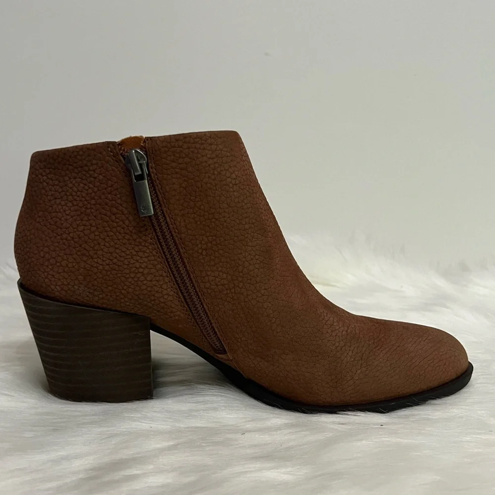 Lucky Brand Bellita Leather Ankle Boot In Brown Size 7.5 NWOB